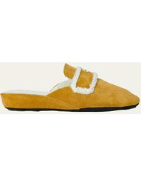 Jacques Levine - Suede Faux Shearling Ornament Slipper - Lyst