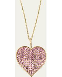 Sydney Evan - 14k Yellow Gold 20th Pink Sapphire Heart Charm Tiffany Chain Necklace - Lyst