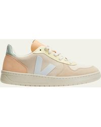 Veja - V 10 Mix Leather Low-top Sneakers - Lyst