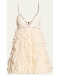 Alice + Olivia - Wilmarie Embellished Lace Ruffle Mini Gown - Lyst