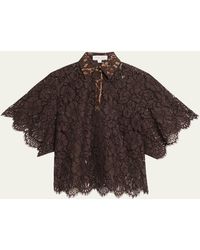 Michael Kors - Large Floral Lace Collared Shirt - Lyst