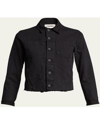 L'Agence - Janelle Slim Raw-Edge Denim Jacket - Lyst