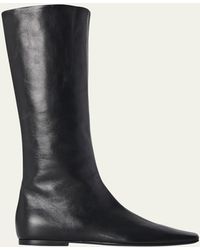 The Row - Bette Leather Flat Mid Boots - Lyst