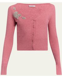 Erdem - Embellished Cropped V-Neck Cardigan - Lyst
