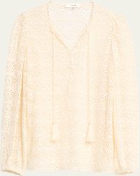 FRAME - Lace Tassel Popover Top - Lyst