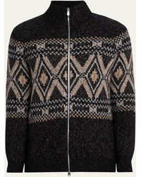 Brunello Cucinelli - Fair Isle Alpaca-Blend Zip Cardigan - Lyst