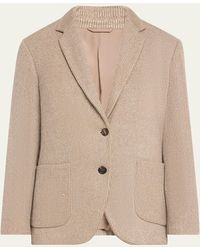 Brunello Cucinelli - Two-Button Lurex Cotton English Rib Blazer - Lyst