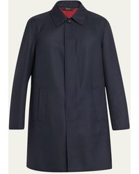 Brioni - Amaranth Wool Navy Blue Top Coat - Lyst