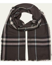 Burberry - Giant Check Lightweight Wool Scarf - Lyst
