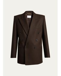 Saint Laurent - Brushed Wool-Blend Double-Breasted Blazer Jacket - Lyst