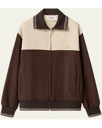 Miu Miu - Zip-Front Colorblock Knit Sweater - Lyst