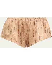 Kiki de Montparnasse - Script-Print Silk Lounge Tap Shorts - Lyst