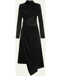 Givenchy - Mock-neck Jersey Draped Midi Dress With Hardware - Lyst