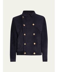 Brunello Cucinelli - Double-Breasted Leather Jacket - Lyst