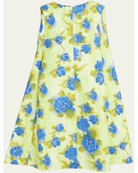Marni - Flared Floral-print Dress With Wide Cape Back - Lyst