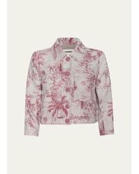 L'Agence - Eda Cropped Etoile-Print Linen Jacket - Lyst
