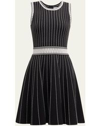 MILLY - Sleeveless Striped Knit Mini Dress - Lyst