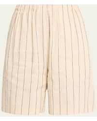 Loulou Studio - Stripe Elastic Waist Linen Shorts - Lyst