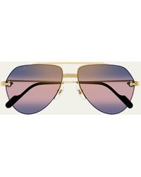 Cartier - Ct0427sm Metal Aviator Sunglasses - Lyst