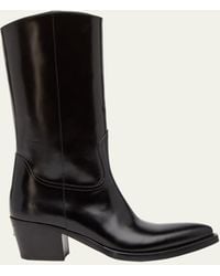 Prada - Block-heel Leather Cowboy Boots - Lyst