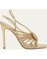 Gianvito Rossi - Metallic Strappy Caged Slingback Sandals - Lyst
