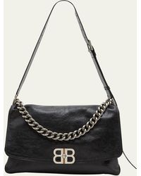 Balenciaga - Large Flap Leather Shoulder Bag - Lyst