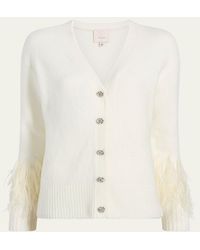 Cinq À Sept - Briana Feather-Cuff Knit Cardigan - Lyst