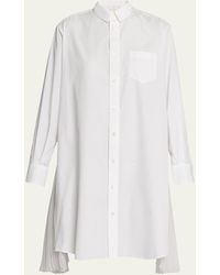 Sacai - Pleated-side Long Button-front Shirtdress - Lyst
