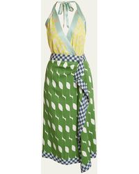 Dries Van Noten - Dole Printed Silk Midi Dress - Lyst