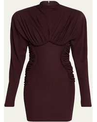 Stella McCartney - Pleated High-Neck Long-Sleeve Mini Dress - Lyst