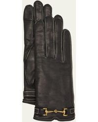 Agnelle - Classic Buckled Leather & Cashmere Gloves - Lyst