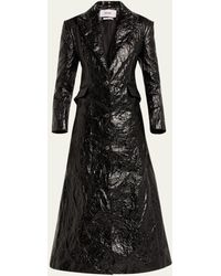 Christopher John Rogers - Crinkled Trench Coat With Lace-back Detail - Lyst