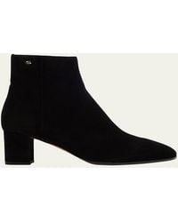 Santoni - Suede Block-Heel Ankle Booties - Lyst