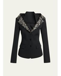 McQueen - Beaded Off-The-Shoulder Single-Breasted Jacket - Lyst