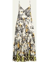 Dries Van Noten - Diba Printed Midi Dress With Flounce Hem - Lyst