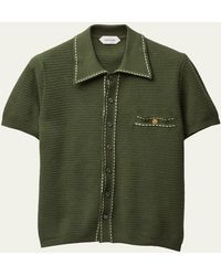 Versace - Cotton Knit Button-Down Sweater - Lyst