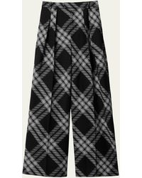 Burberry - Signature Check Wide-leg Trousers - Lyst
