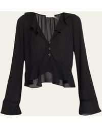 Ramy Brook - Isabelle Button-front Ruffle-trim Blouse - Lyst