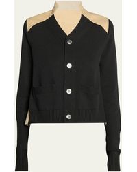 Sacai - Button-front Cardigan With Pleated Back - Lyst