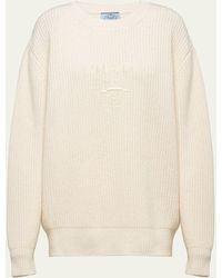 Prada - Logo-embroidered Wool Cashmere Sweater - Lyst