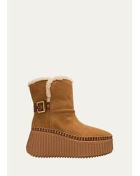 Chloé - Nama Shearling-Lined Suede Ankle Boots - Lyst