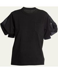 Sacai - Nylon Twill Bomber Jacket Sleeve T-shirt - Lyst