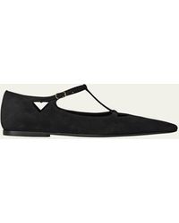The Row - Cyd Suede Mary Jane Ballerina Flats - Lyst