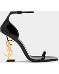 Saint Laurent - Opyum Ysl Logo-Heel Sandals With Golden Hardware - Lyst