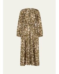 Max Mara - Coccole Floral Silk Belted Midi Dress - Lyst