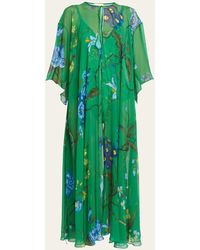 Erdem - Floral-print Silk Open Maxi Kaftan Dress - Lyst
