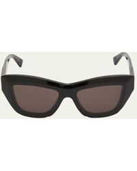 Bottega Veneta - Raised Logo Acetate Cat-eye Sunglasses - Lyst