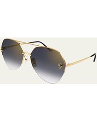 Cartier - Panther Rounded Geometric Metal Sunglasses - Lyst