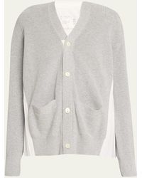 Sacai - Pleated-back Knit Button Down Cardigan - Lyst
