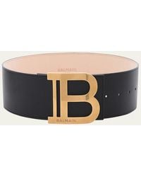 Balmain - B Logo Calfskin Buckle Belt - Lyst